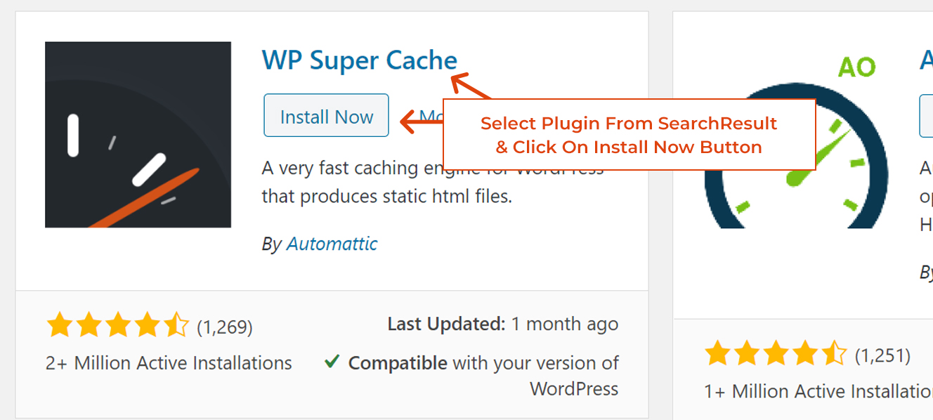 Search WP super cache from search bar